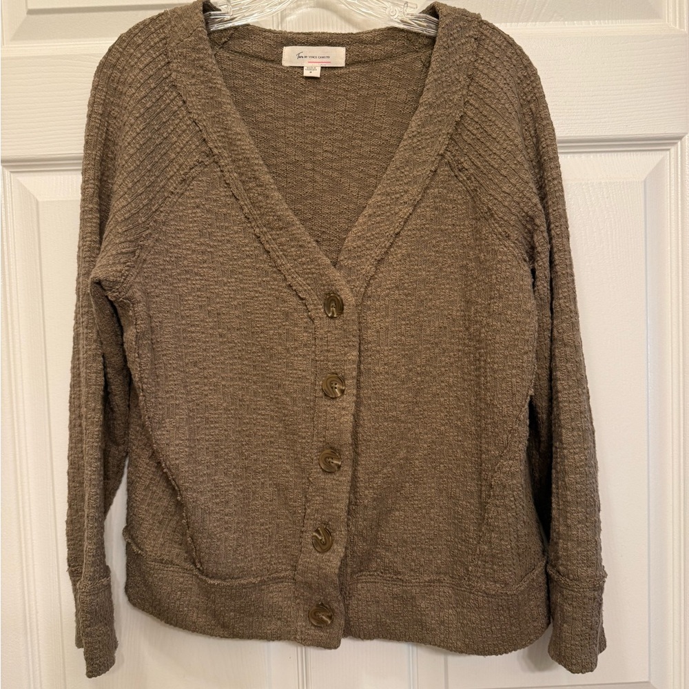 Olive Vince Camuto Button-Up Sweater